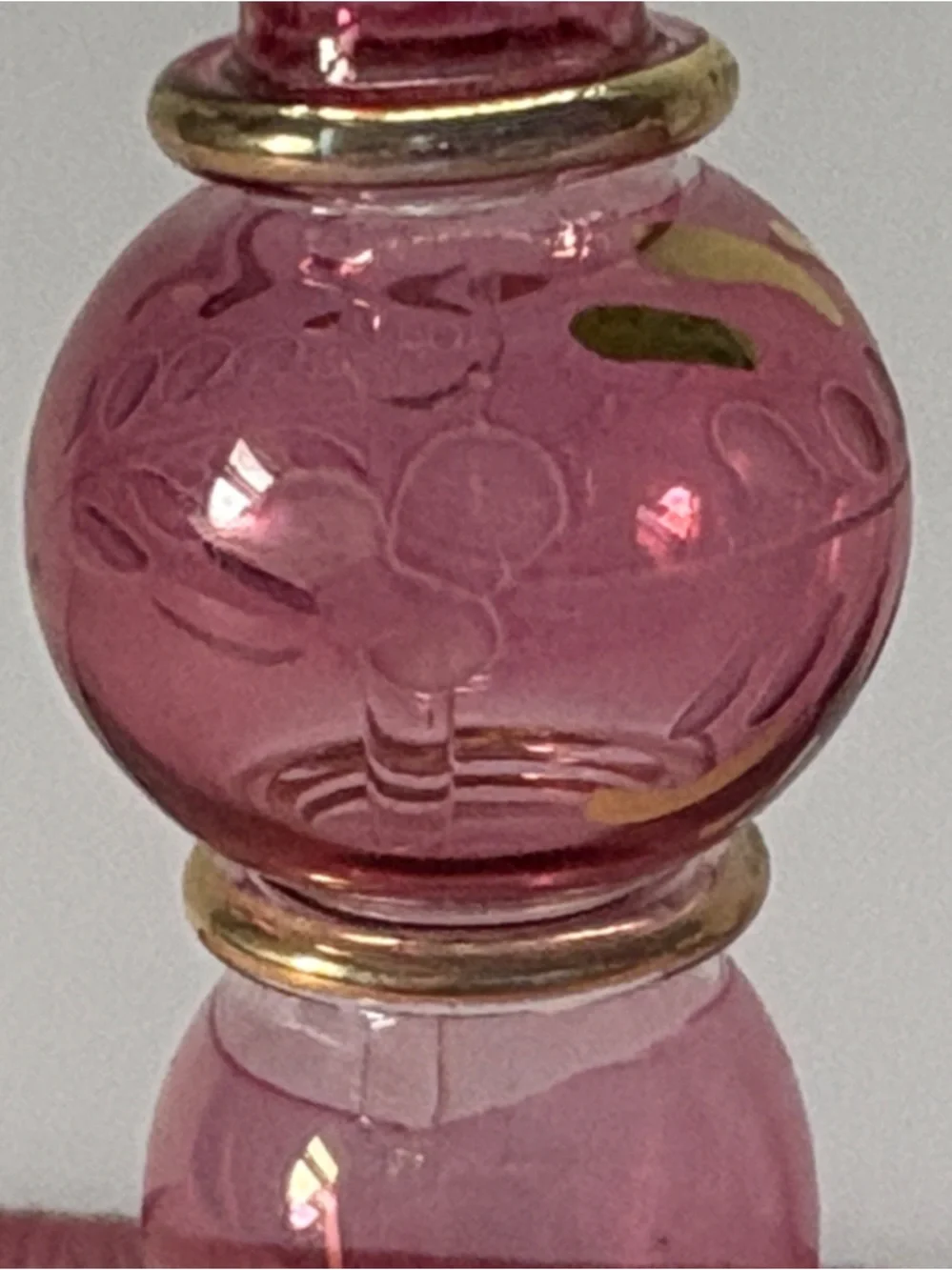 Egyptian Handblown Pink Glass Bottle with stopper